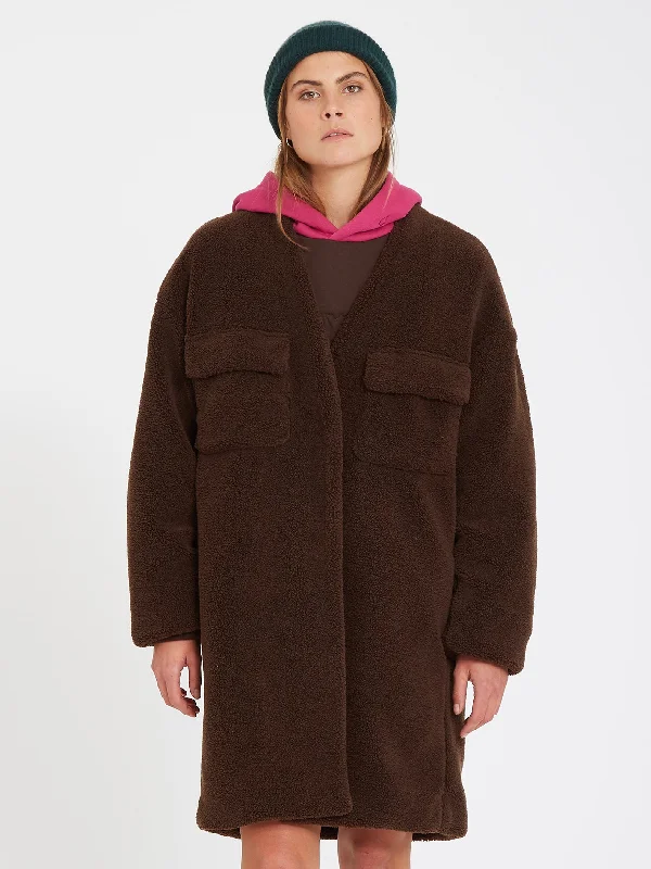 Eesypeesy Coat - DARK BROWN Double-Layered Poncho